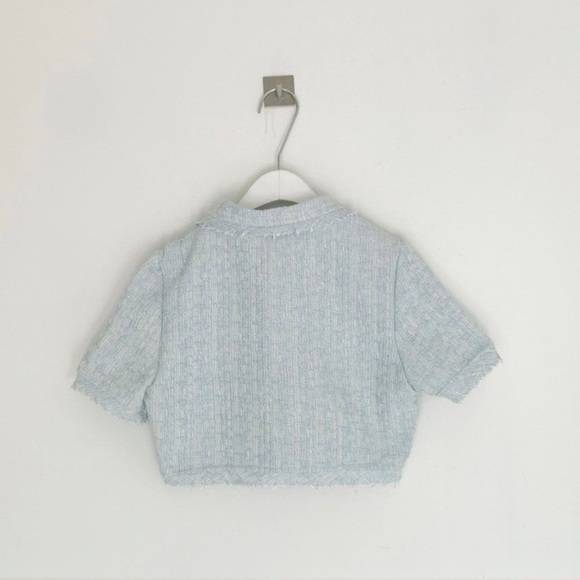 tweed short sleeve cropped jacket and mini pencil skirt - Picture 3 of 4